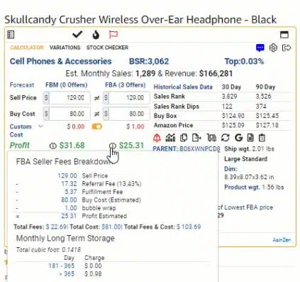 AZInsight by Asinzen FBA Profitability and Product Research Calculator