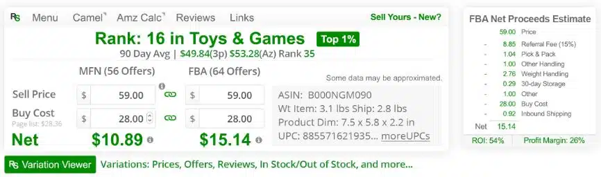 RevSeller Amazon FBA Calculator for Quick Profit and ROI Analysis