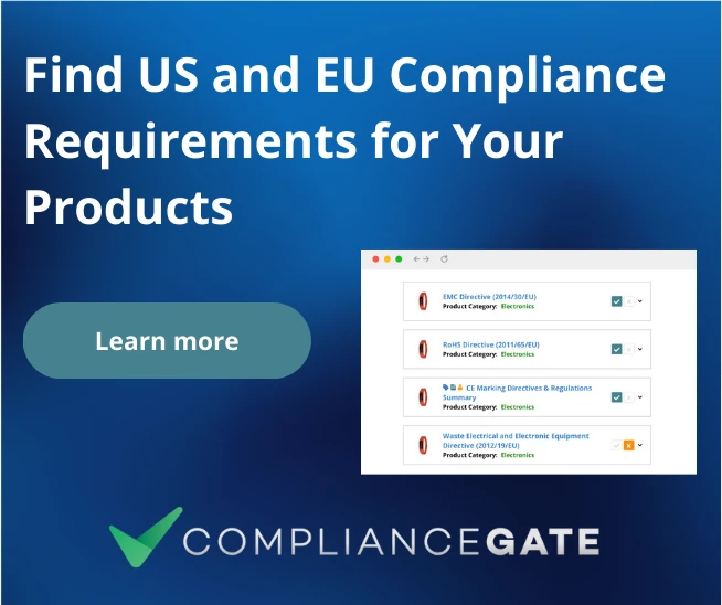 ComplianceGate ad offering compliance solutions for Amazon and e-commerce product regulations.