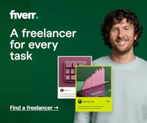 Fiverr ad promoting a freelance marketplace for various business services.