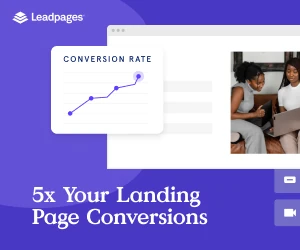 Leadpages ad promoting landing page optimization and conversion rate improvements.