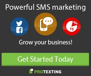 ProTexting ad promoting SMS marketing tools for business growth.