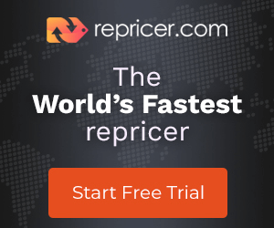Repricer.com ad promoting automated pricing optimization for Amazon sellers.