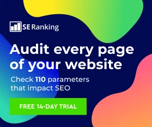 SE Ranking ad highlighting a website audit tool to enhance SEO performance.