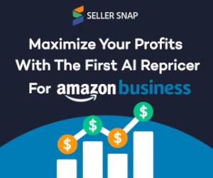 Seller Snap ad promoting AI-driven repricing for Amazon business optimization.