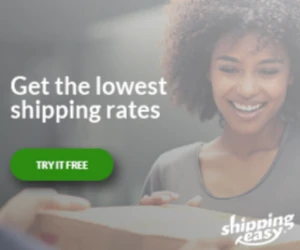 ShippingEasy ad promoting discounted shipping rates for e-commerce sellers.